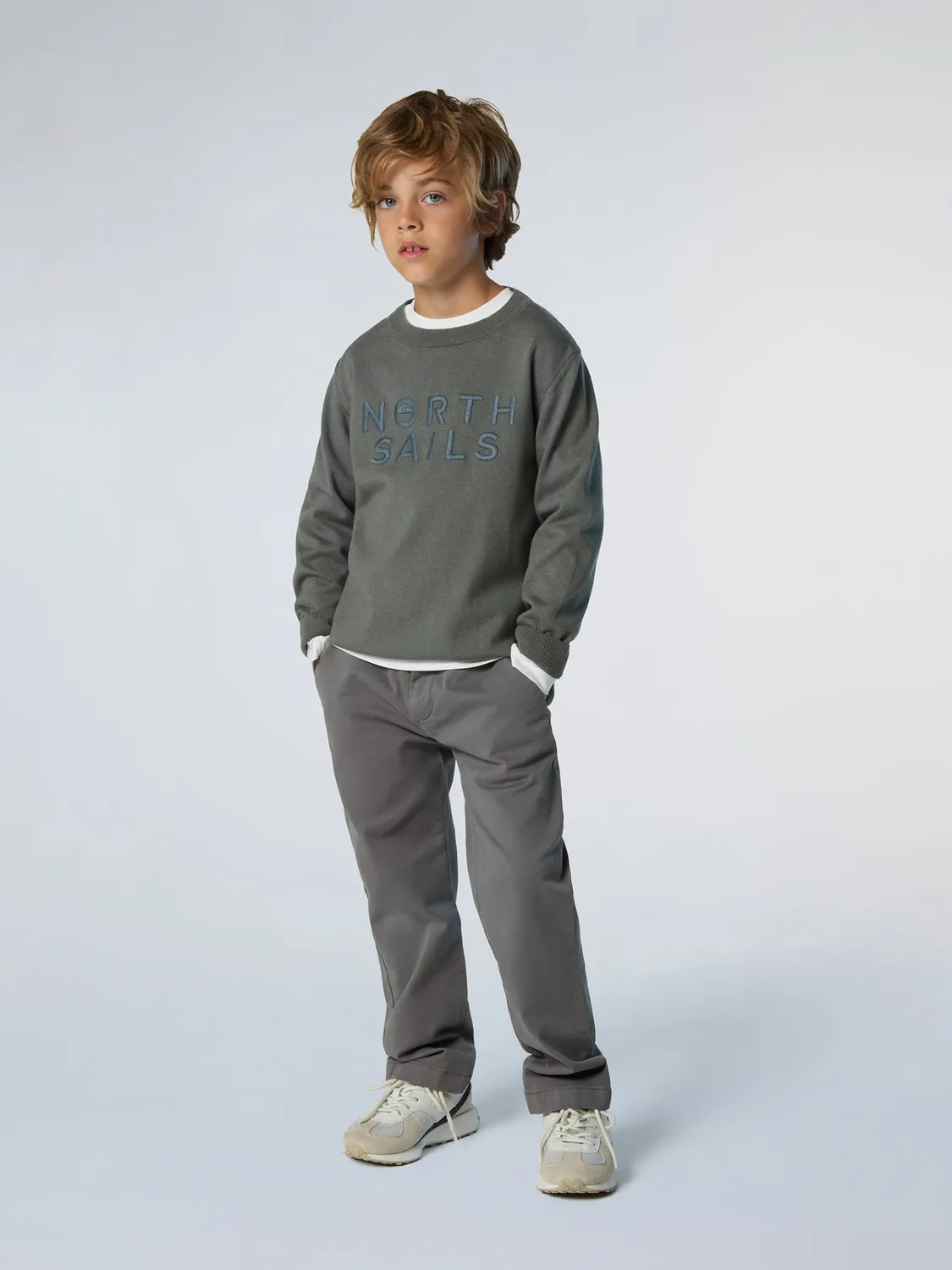 North Sails pull col rond brodé enfant coton bio