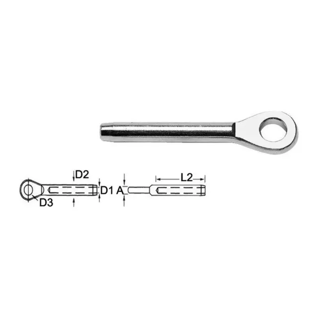 Embout à œil inox 316 Ø 12 mm gréement