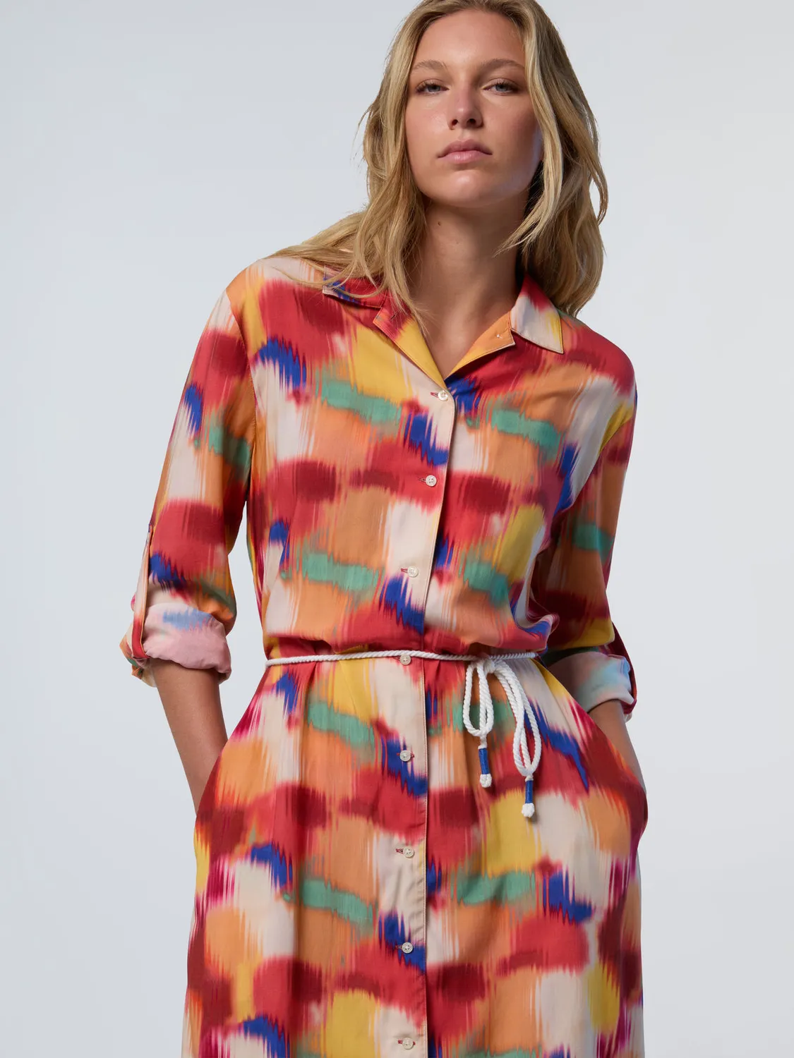 North Sails Ecovero robe midi imprimée ceinture corde
