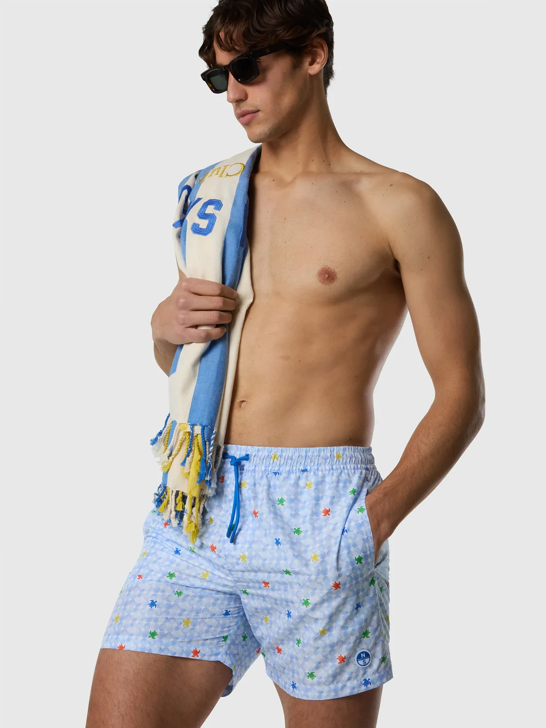 North Sails Beach Club serviette plage rayée bleue