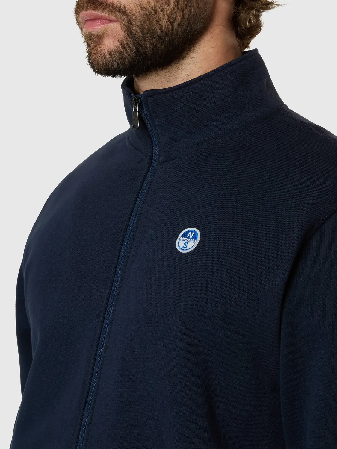 North Sails sweat zippé patch logo bleu marine