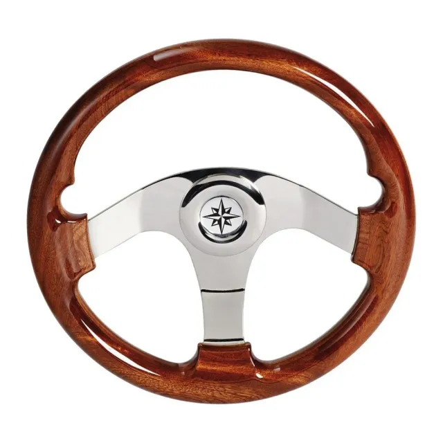 Osculati barre à roue acajou 350 mm inox poli