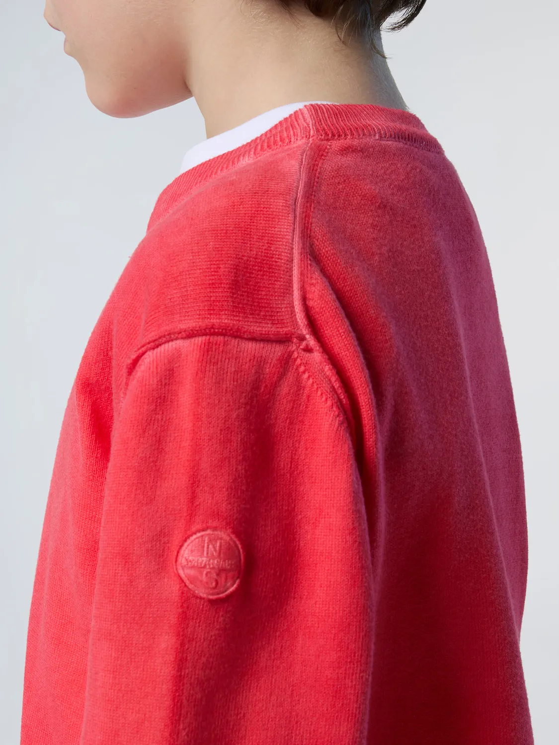North Sails pull col rond coton bio patch manche