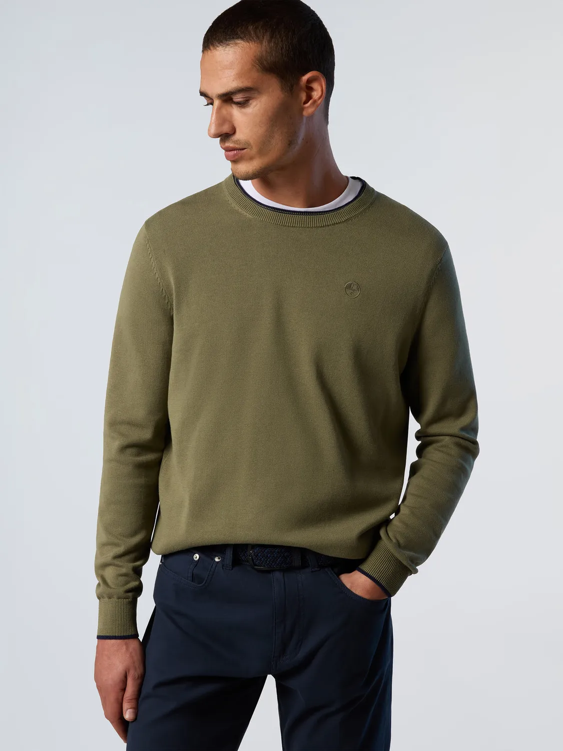 North Sails pull col rond coton bio logo brodé