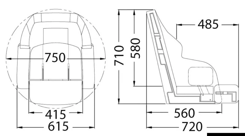 Osculati Flip Up RS56 siège bateau à garnir