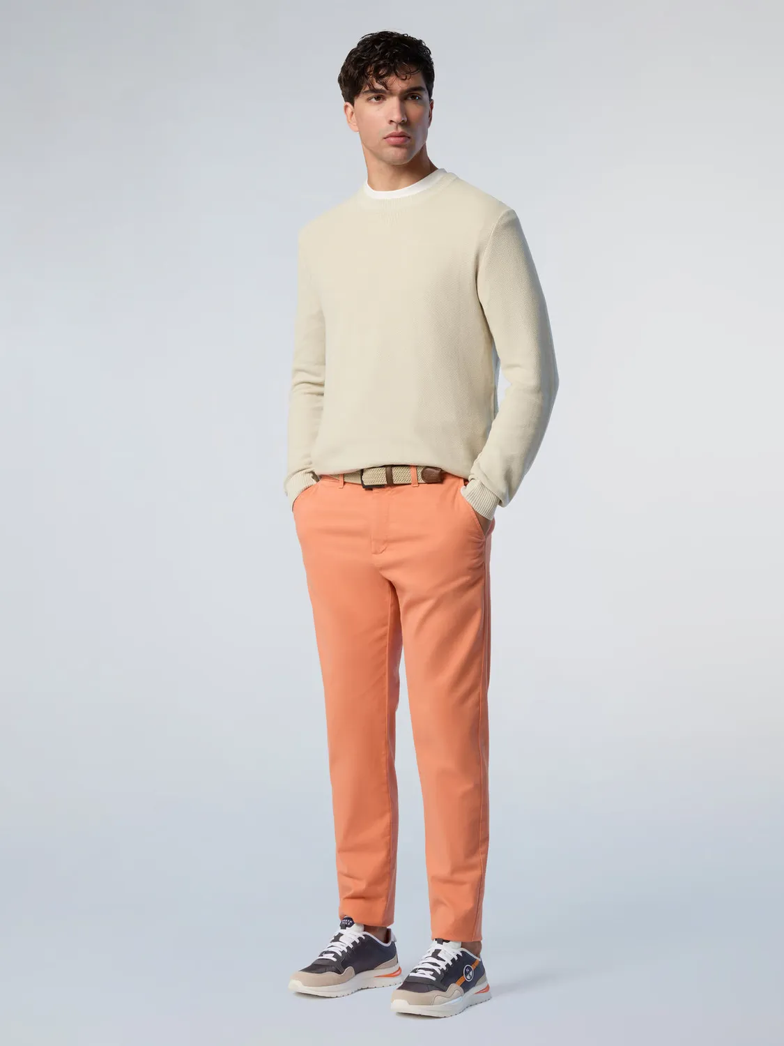 North Sails pull col rond maille nid abeille coton bio
