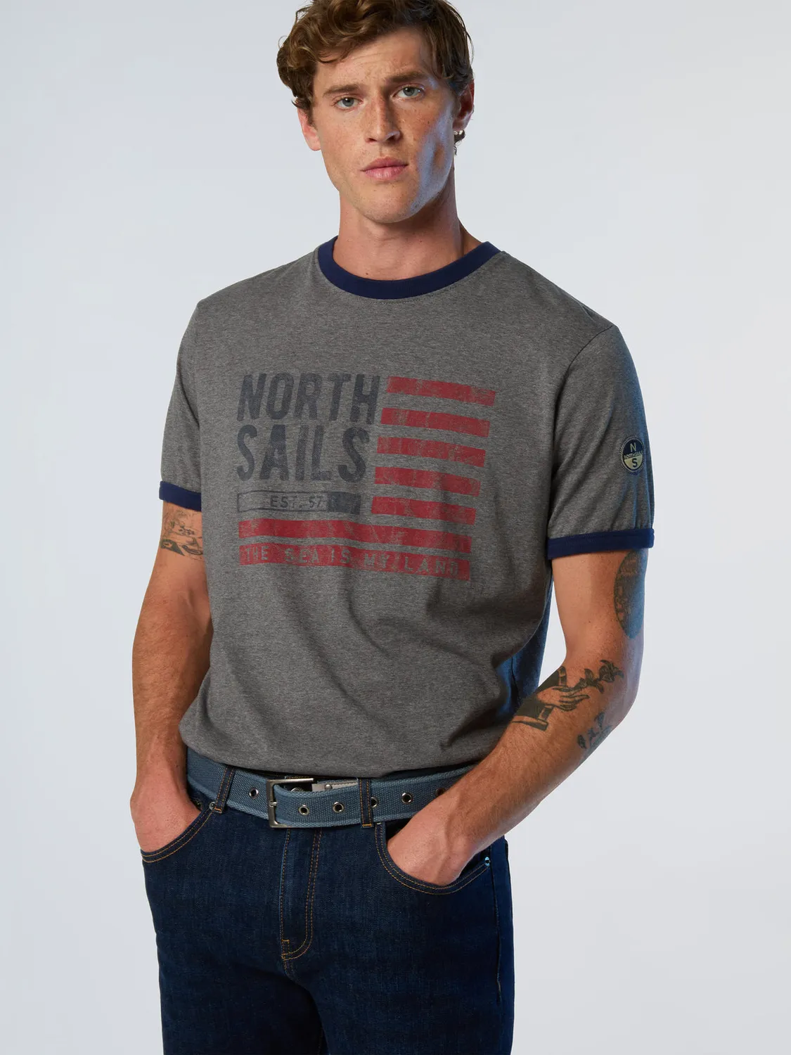North Sails t-shirt Archive coton épais drapeau US