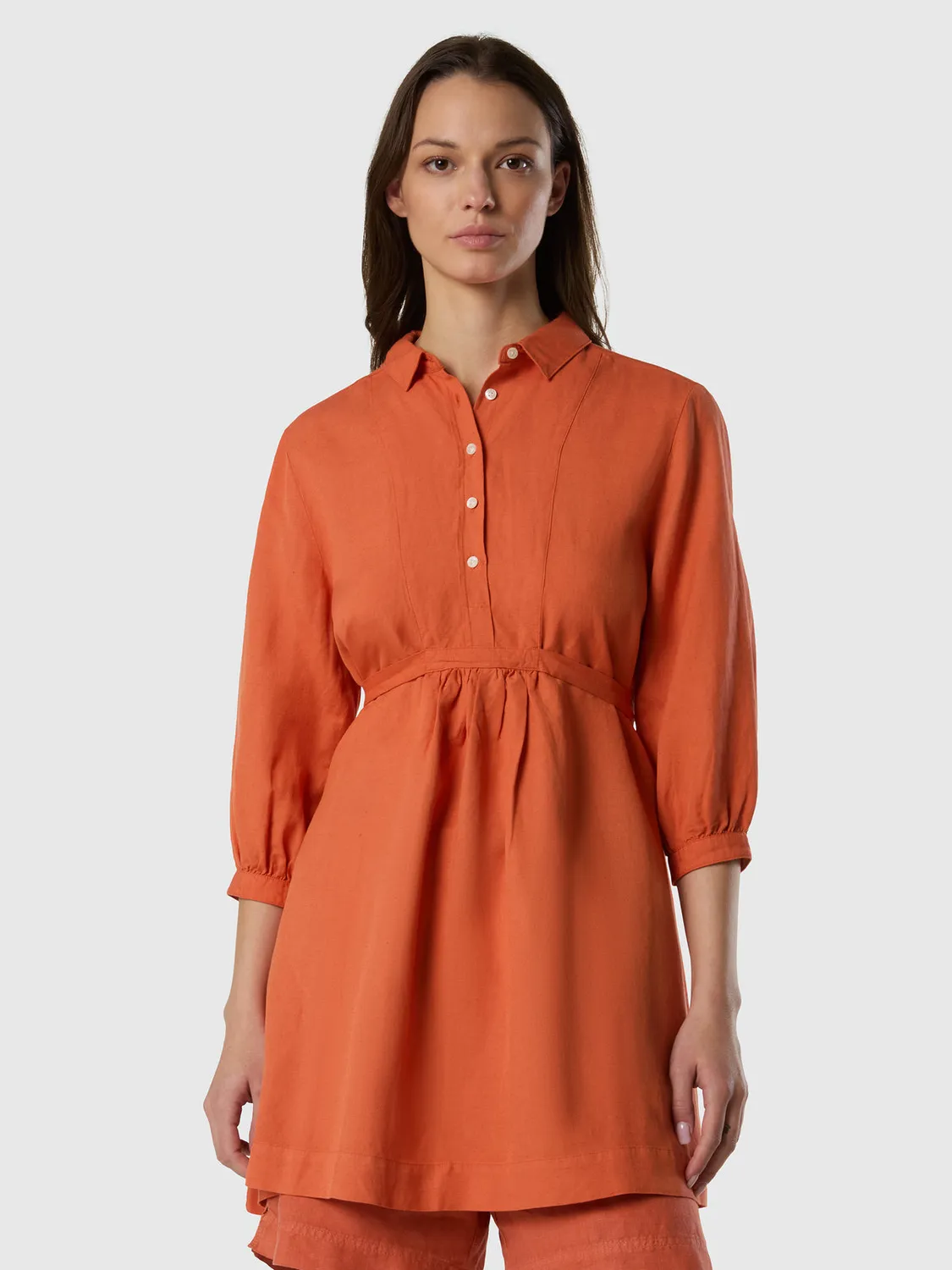 North Sails robe chemise courte à ceinture lin viscose