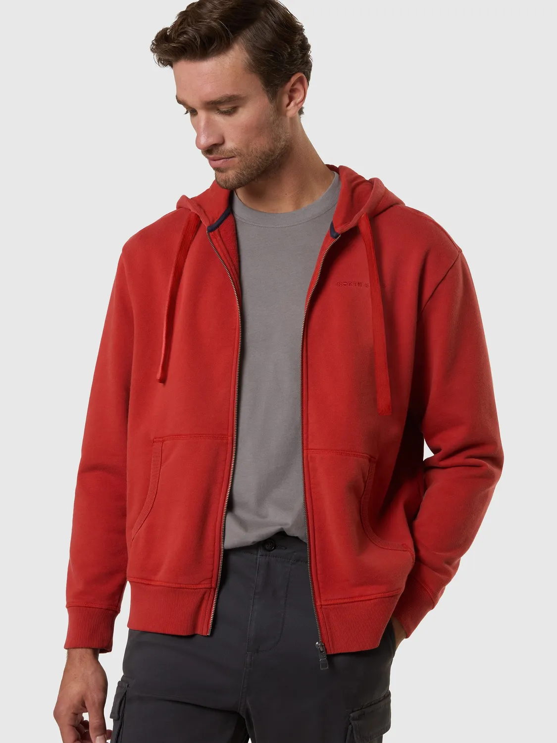 North Sails hoodie délavé capuche rouille coton