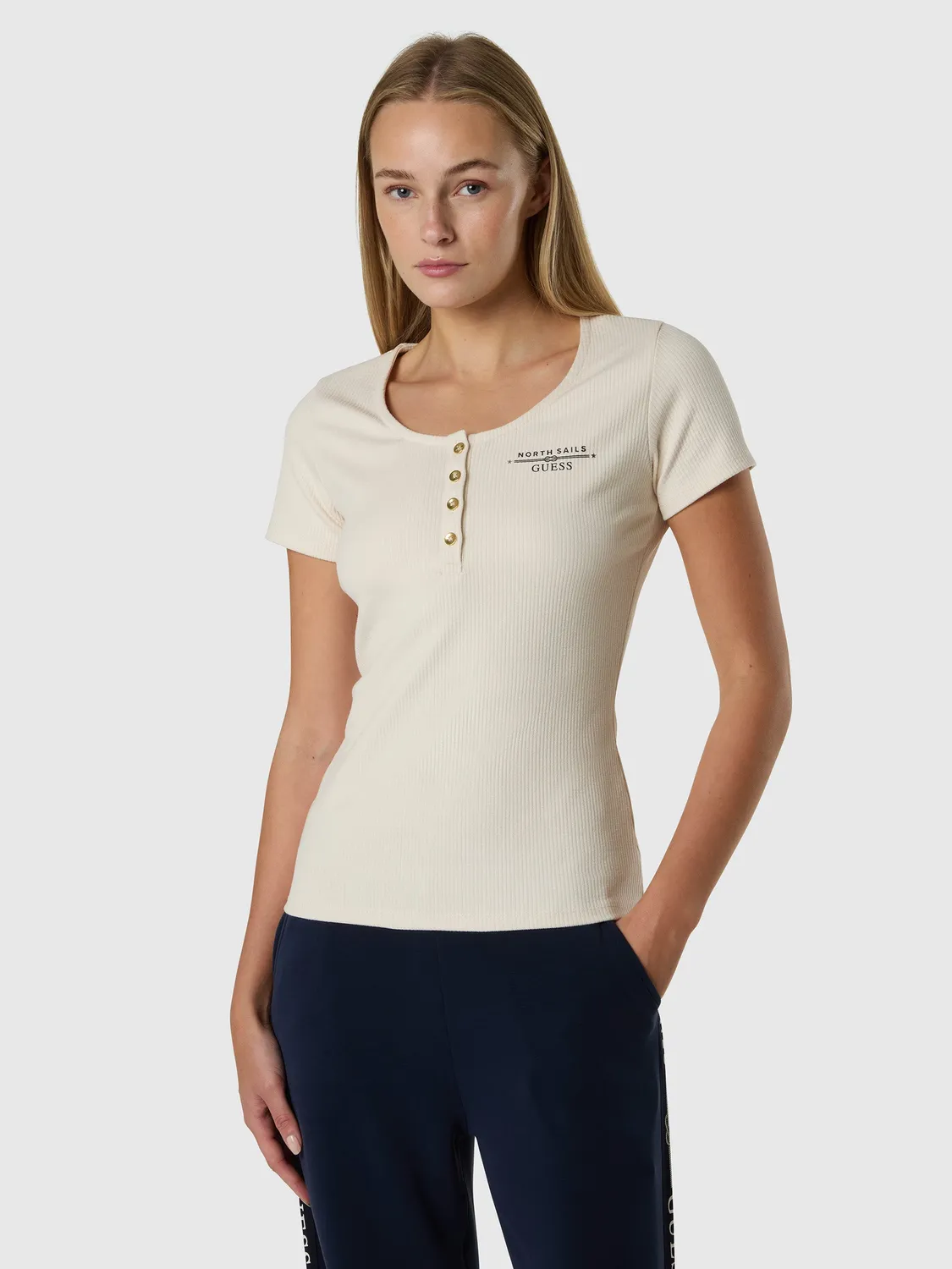 North Sails Guess t-shirt femme boutonné bleu marine