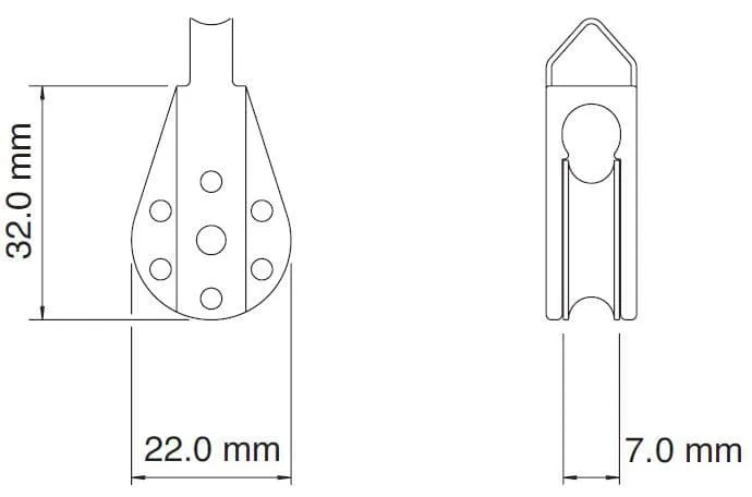 Sea Sure 19 mm poulie simple à billes carbone