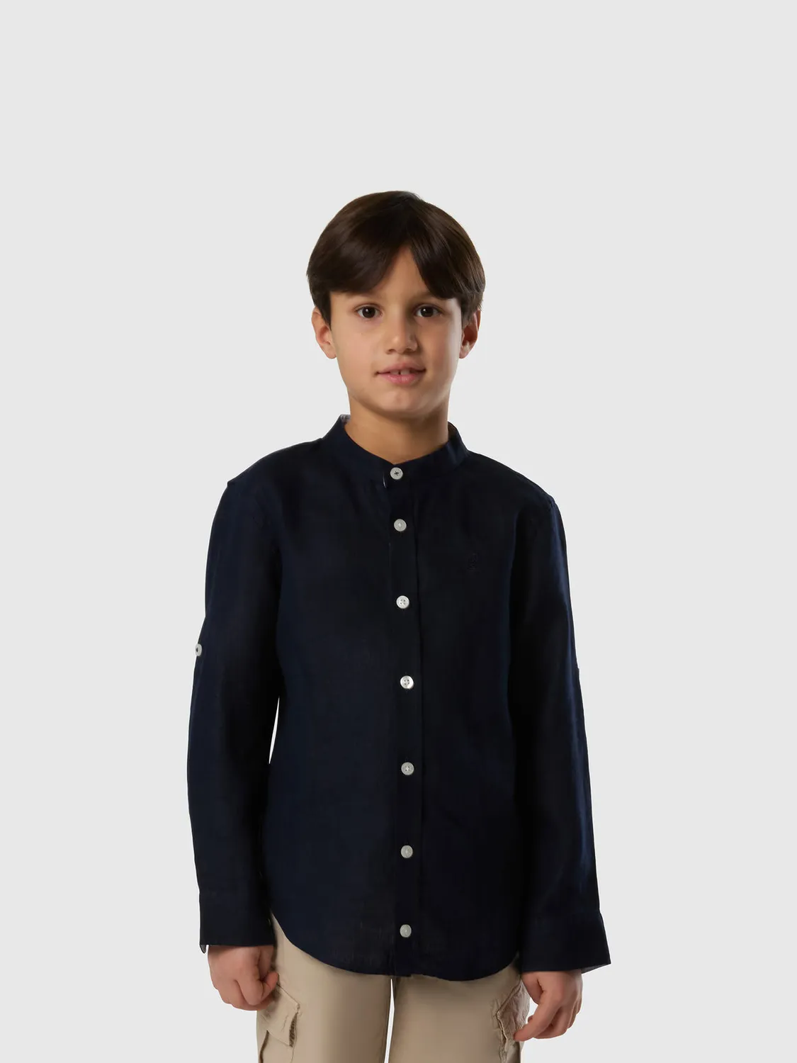 North Sails Mandarin chemise lin enfant col mandarin