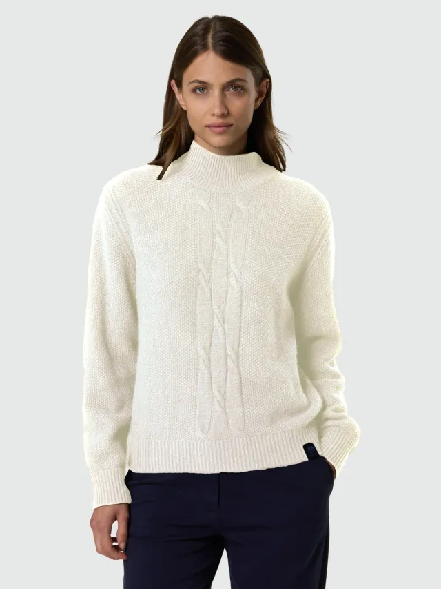 North Sails pull col montant femme maxi torsades blanc