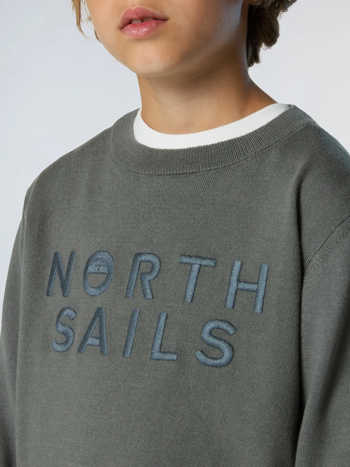 North Sails pull col rond brodé enfant coton bio