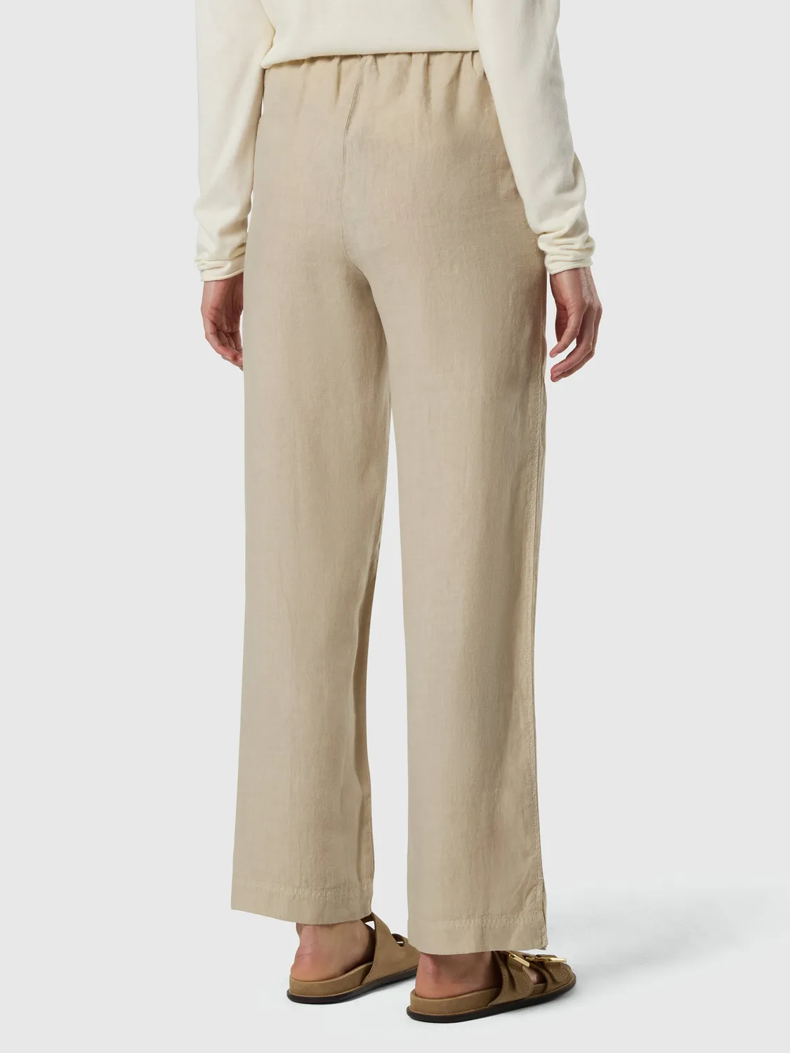 North Sails pantalon lin paperbag femme large beige
