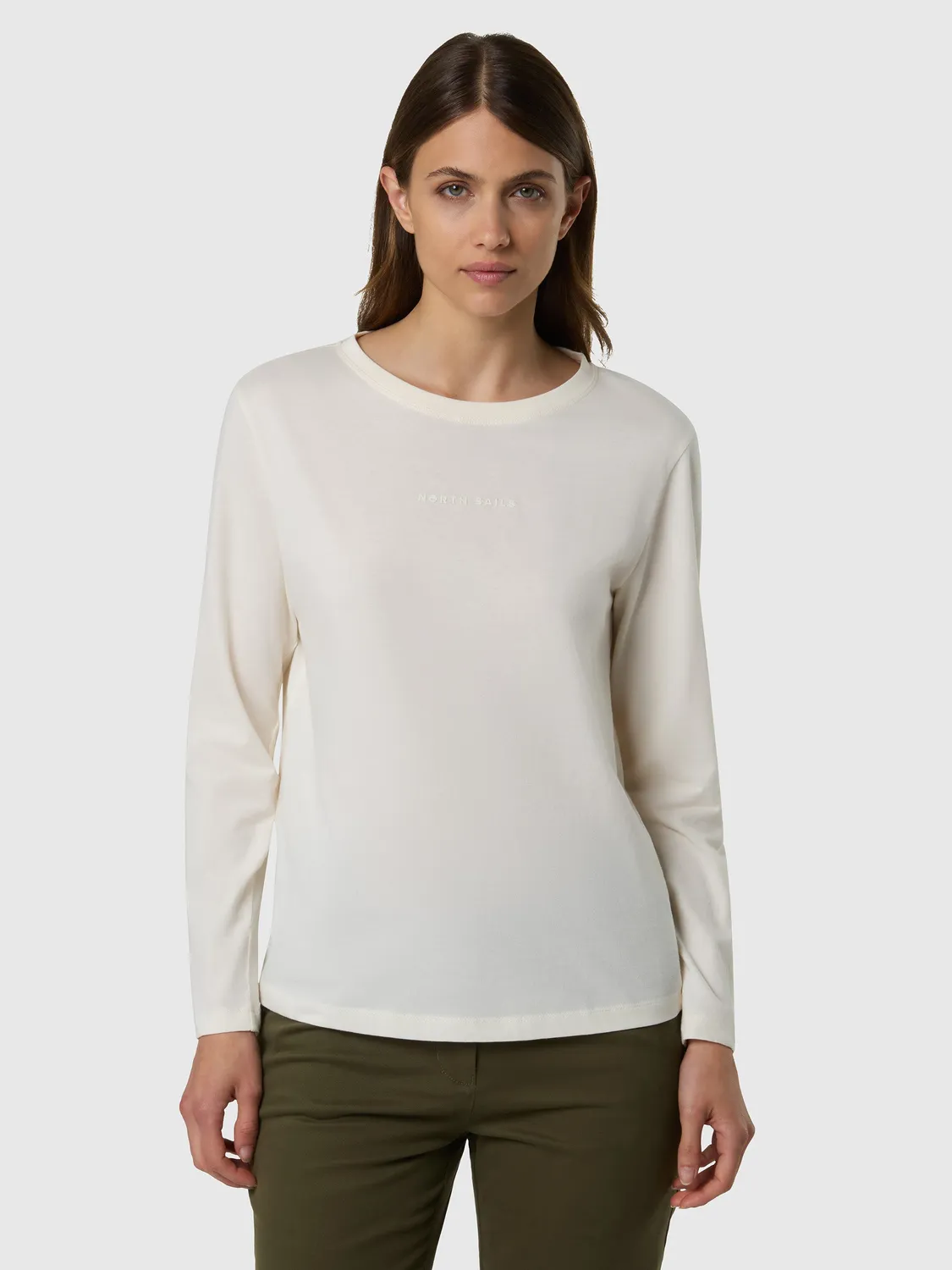 North Sails T-shirt Manches Longues Logo Blanc Coton
