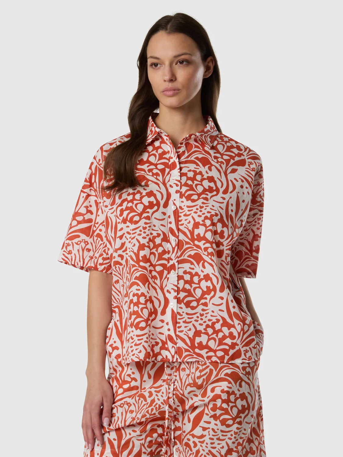 North Sails chemise mousseline corail coton coupe boxy