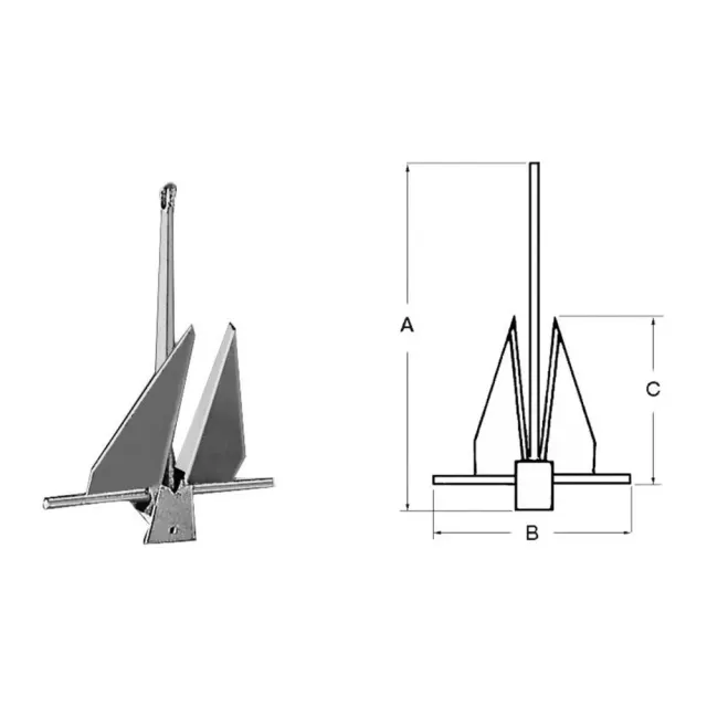 Danforth ancre plate acier galvanisé 20 kg voilier