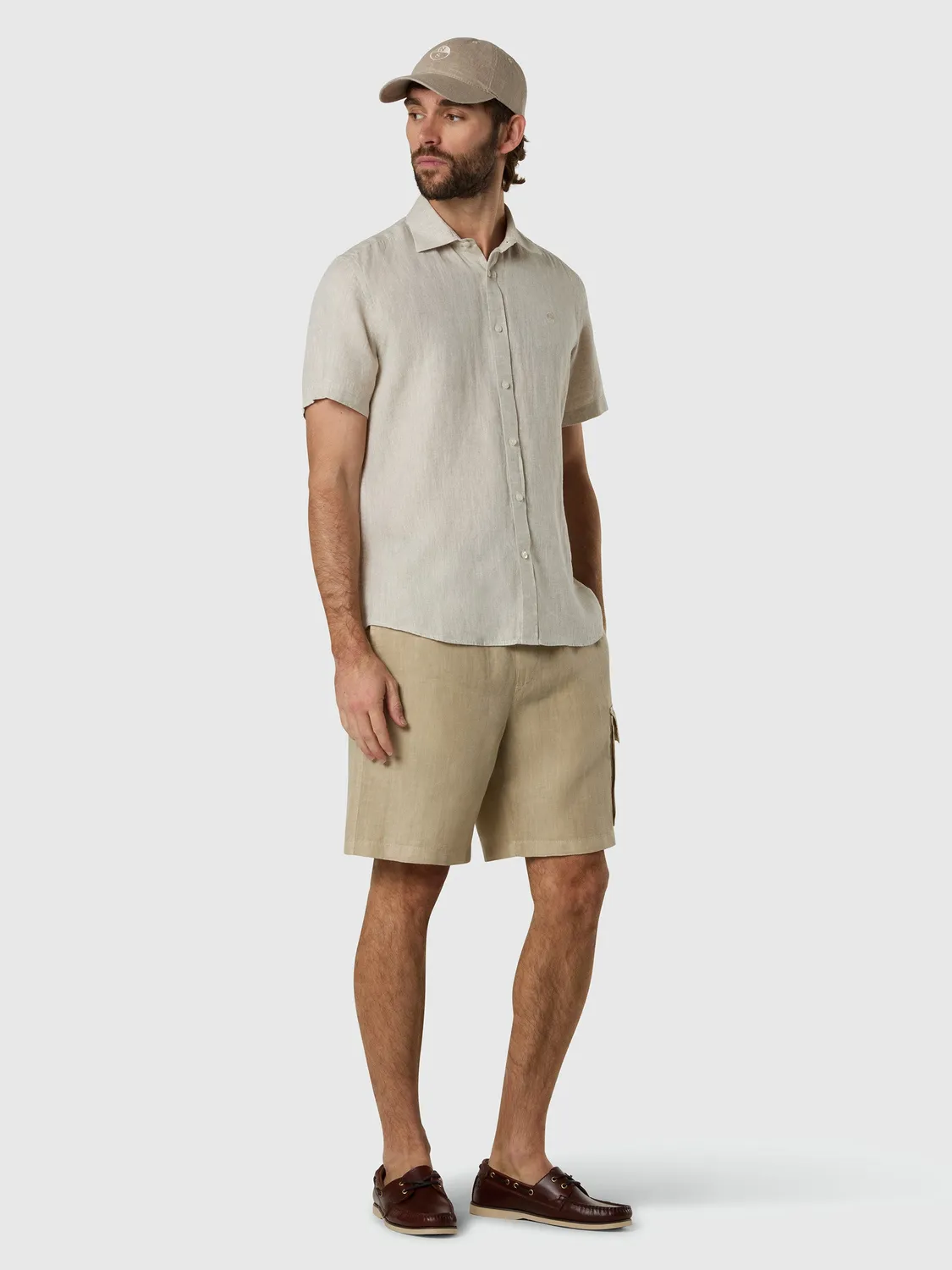 North Sails chemise lin manches courtes beige chino