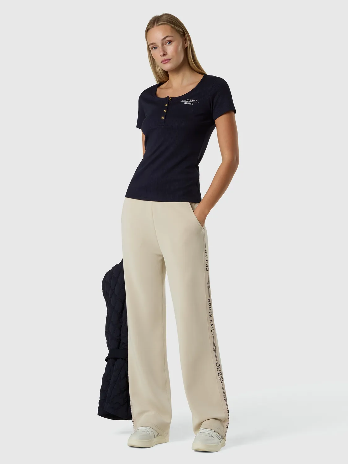 North Sails Guess t-shirt femme boutonné bleu marine