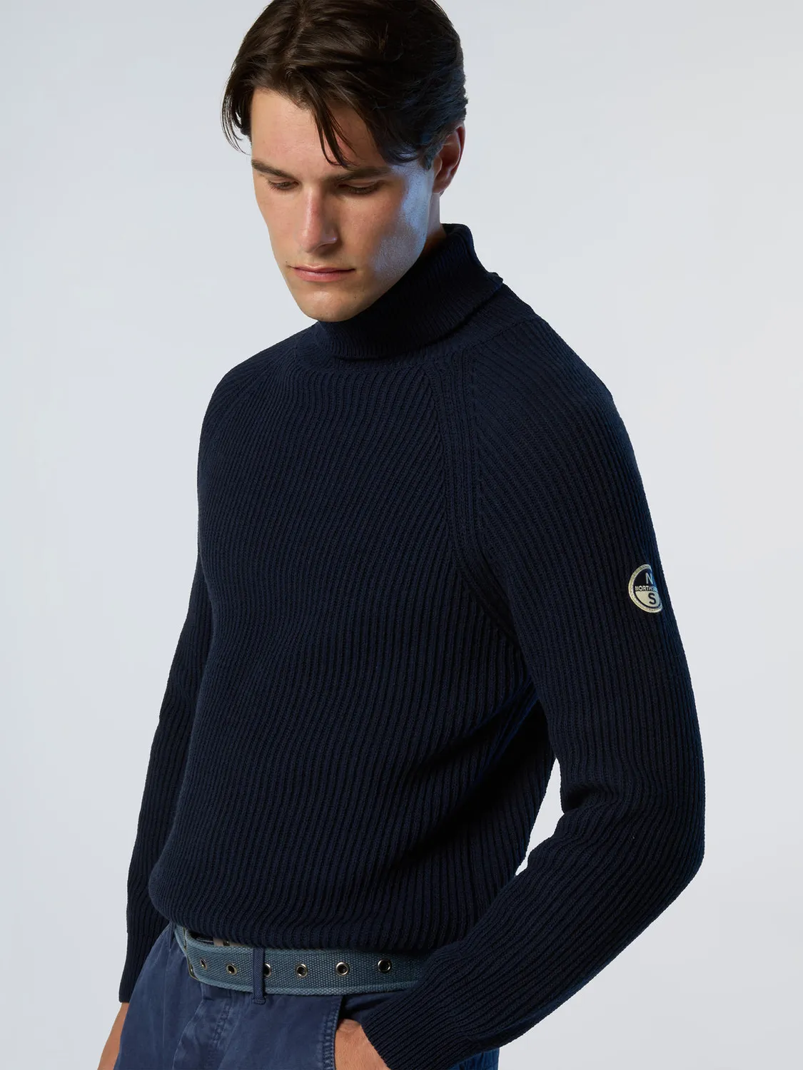 North Sails Fisherman Rib pull col roule laine melangee