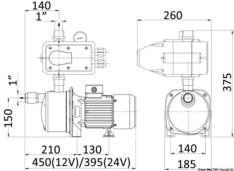 CEM pompe eau douce 24V 50 L/min système EPC