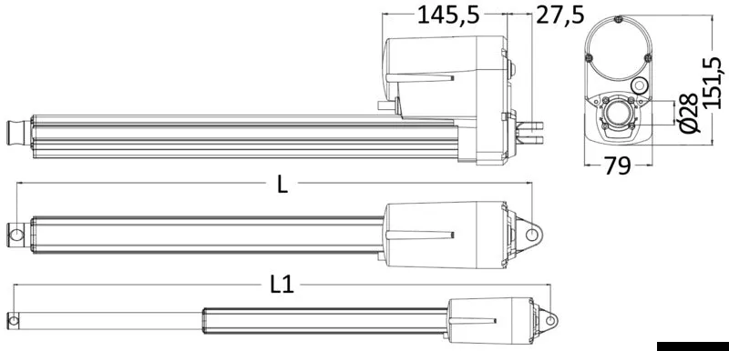 TiMotion MA2 vérin électrique 12V 400 kg