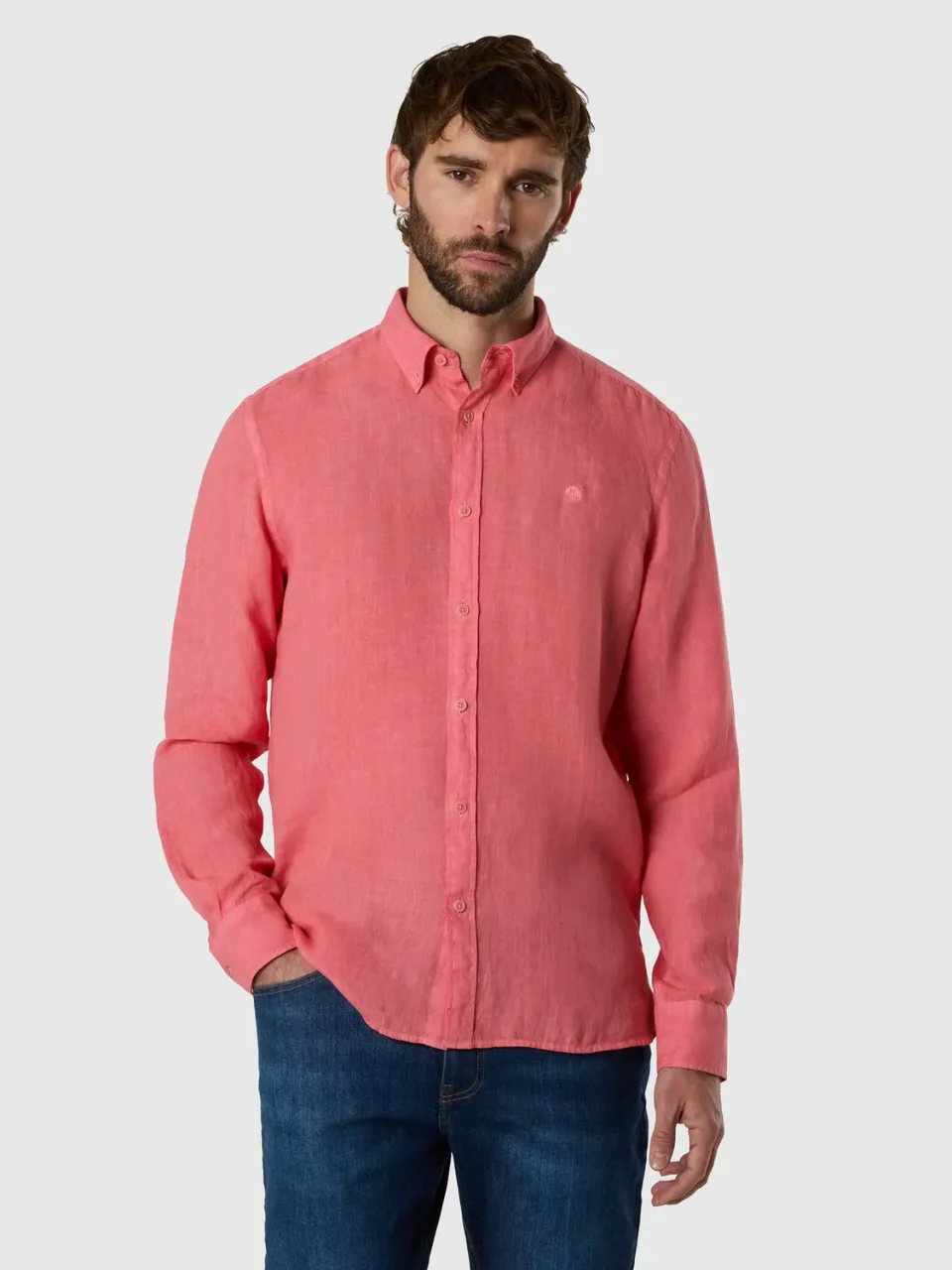 North Sails chemise lin teint en pièce boutons corozo
