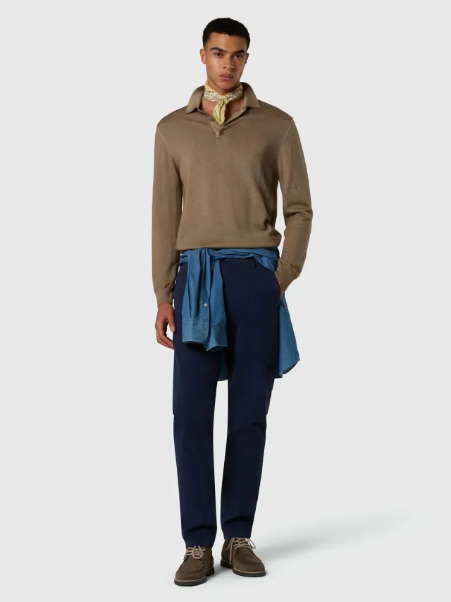North Sails pull polo mérinos lavé homme chino beige