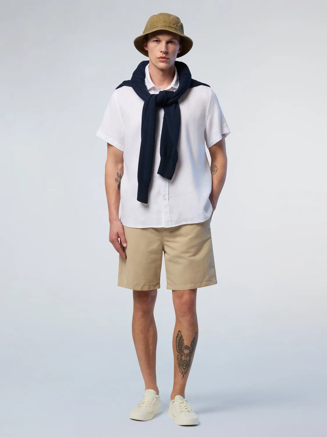 North Sails chemise lin homme manches courtes blanc