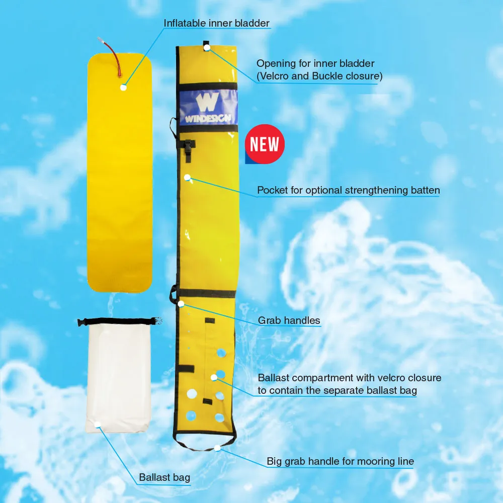 Optiparts Windesign EX2655 bouée cylindre jaune 180 cm