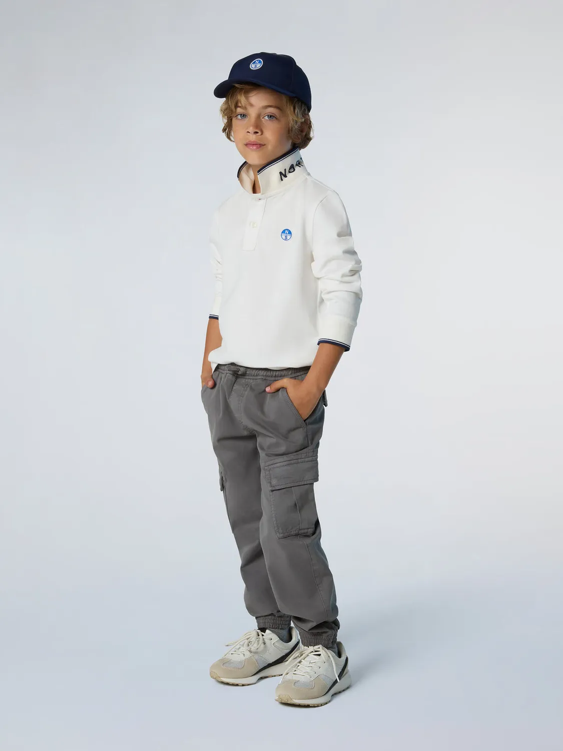 North Sails polo manches longues piqué coton bio col logo
