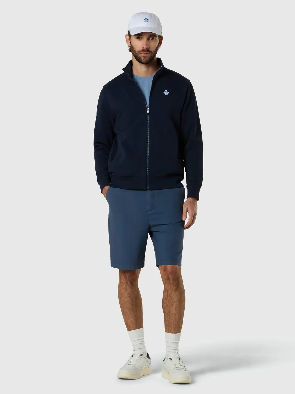 North Sails sweat zippé patch logo bleu marine
