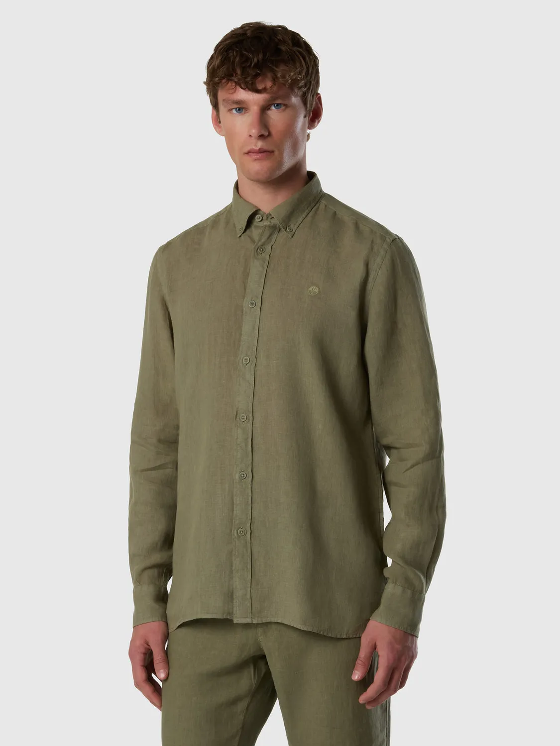North Sails chemise lin teint en pièce boutons corozo