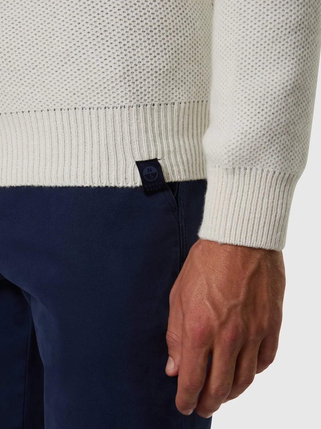 North Sails Honeycomb pull col rond homme marshmallow