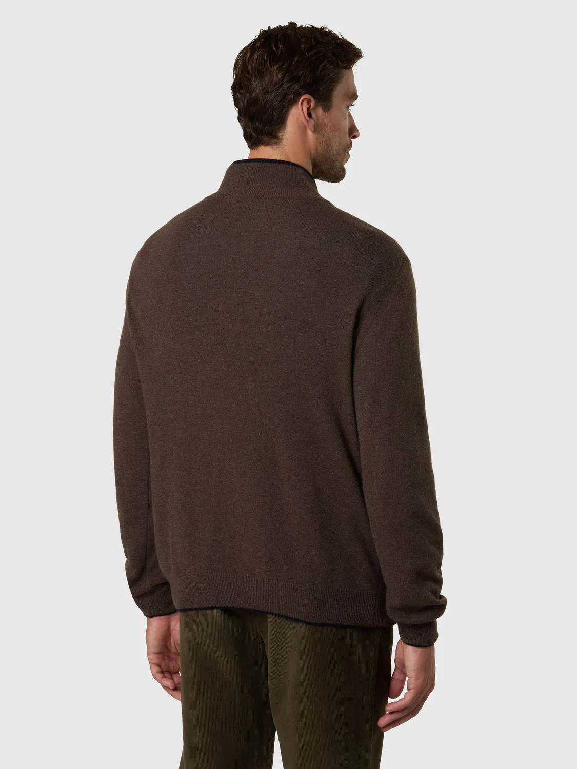 North Sails pull demi-zip cachemire homme noyer mélangé