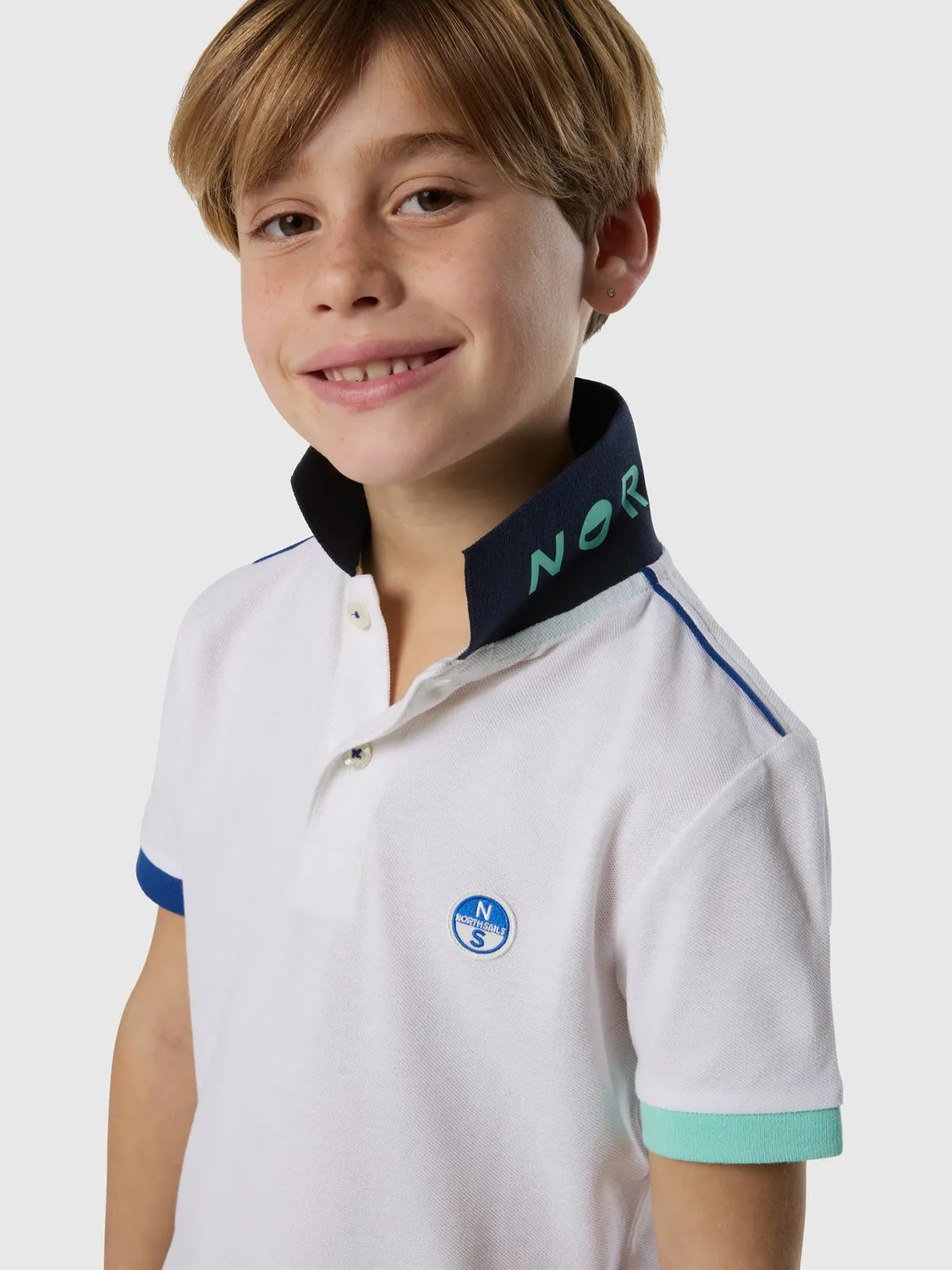 North Sails polo enfant piqué bio manches dépareillées