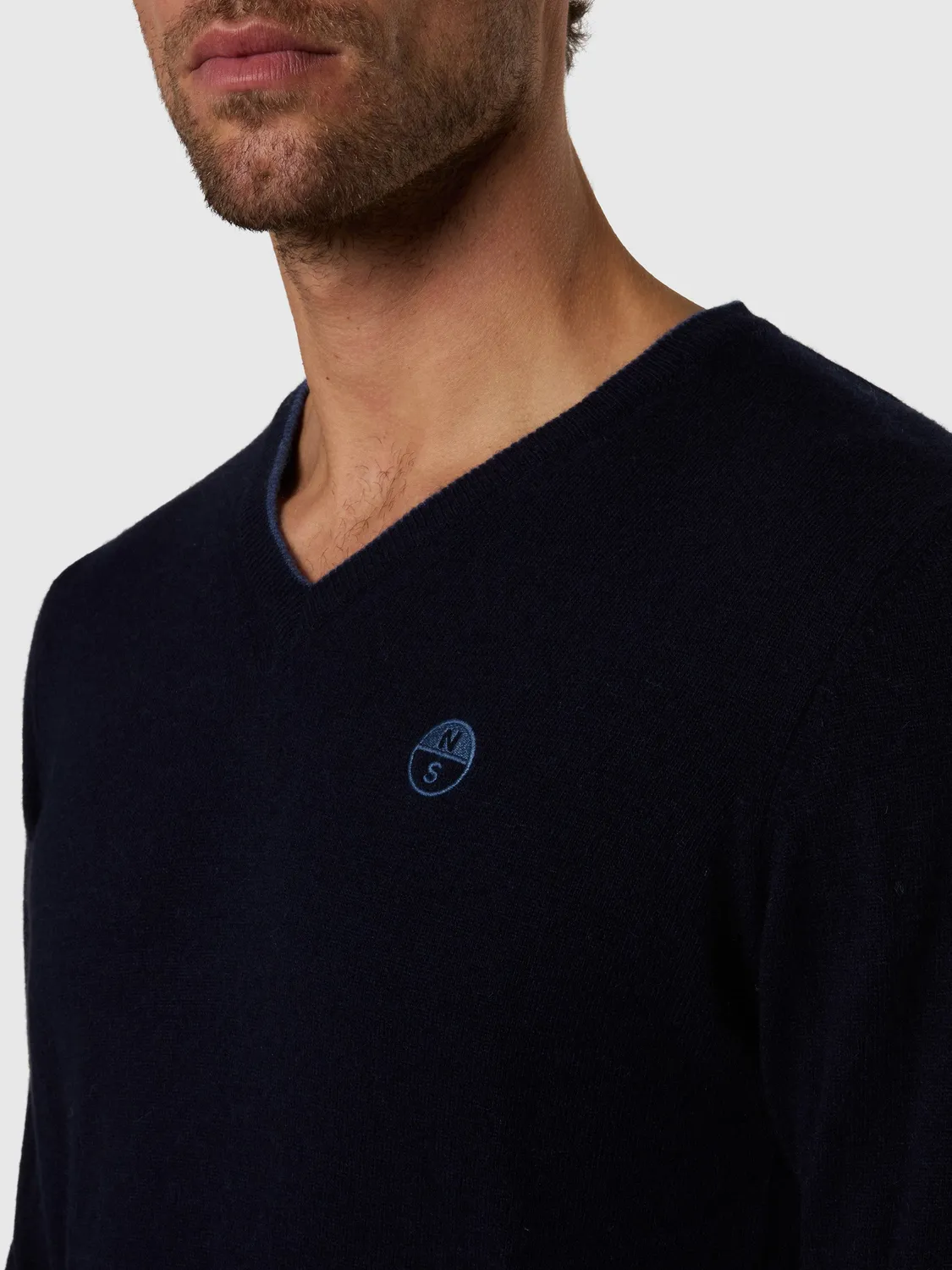 North Sails pull col V cachemire bleu marine homme