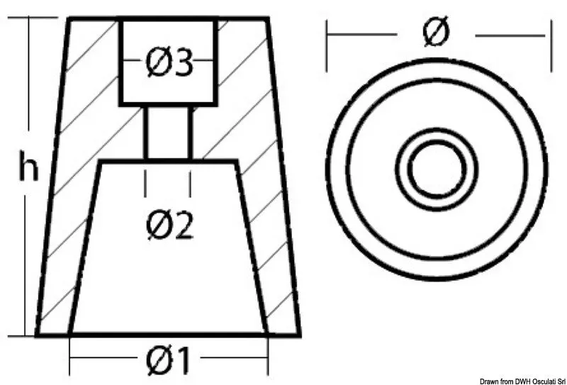 Tecnoseal Radice anode ligne d'arbre 51 mm zinc