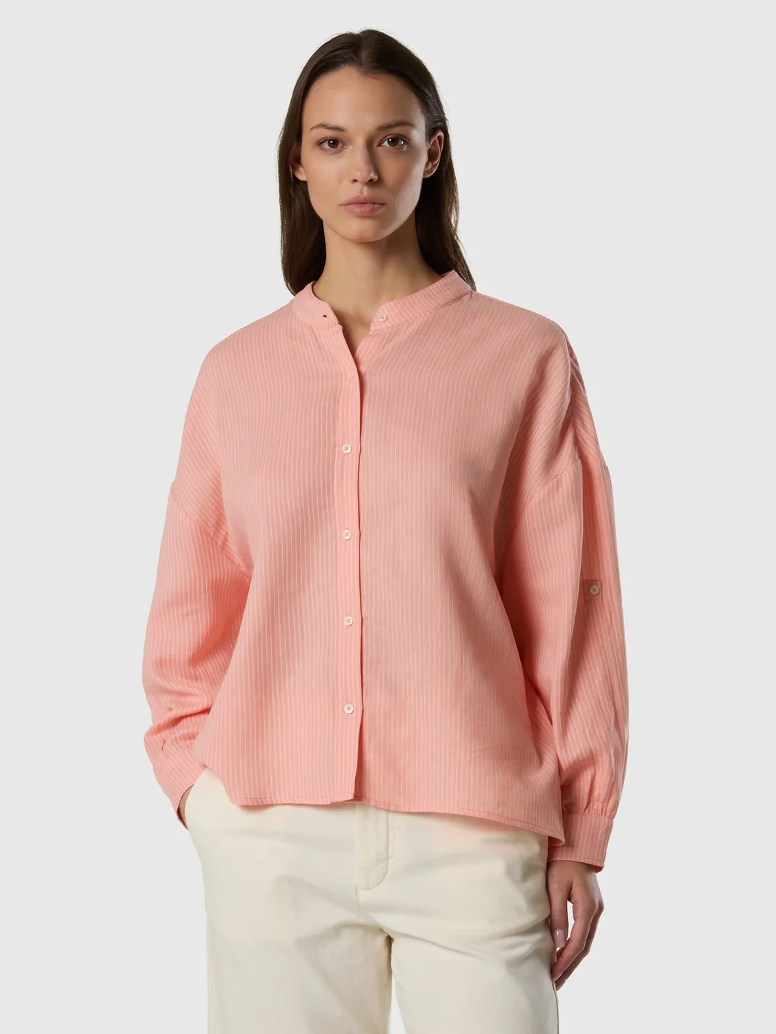 North Sails chemisier rayé col mao gaze de coton