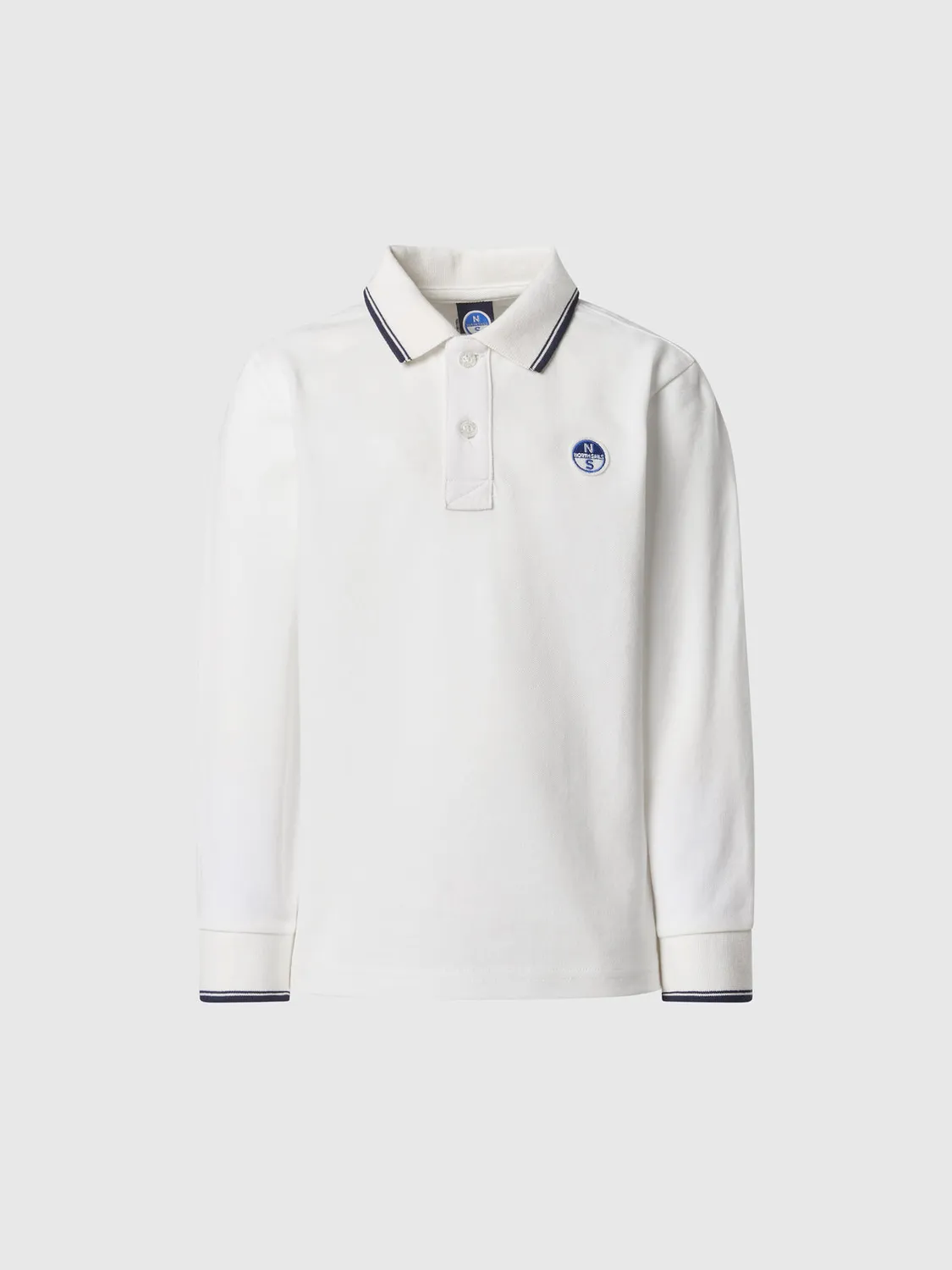 North Sails polo manches longues piqué coton bio col logo