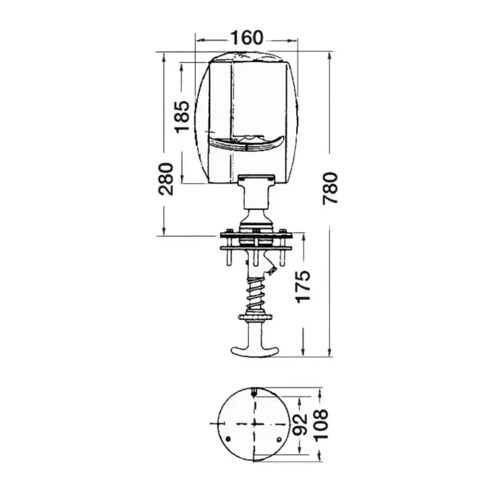 DHR projecteur pont orientable 24V 185 mm intérieur