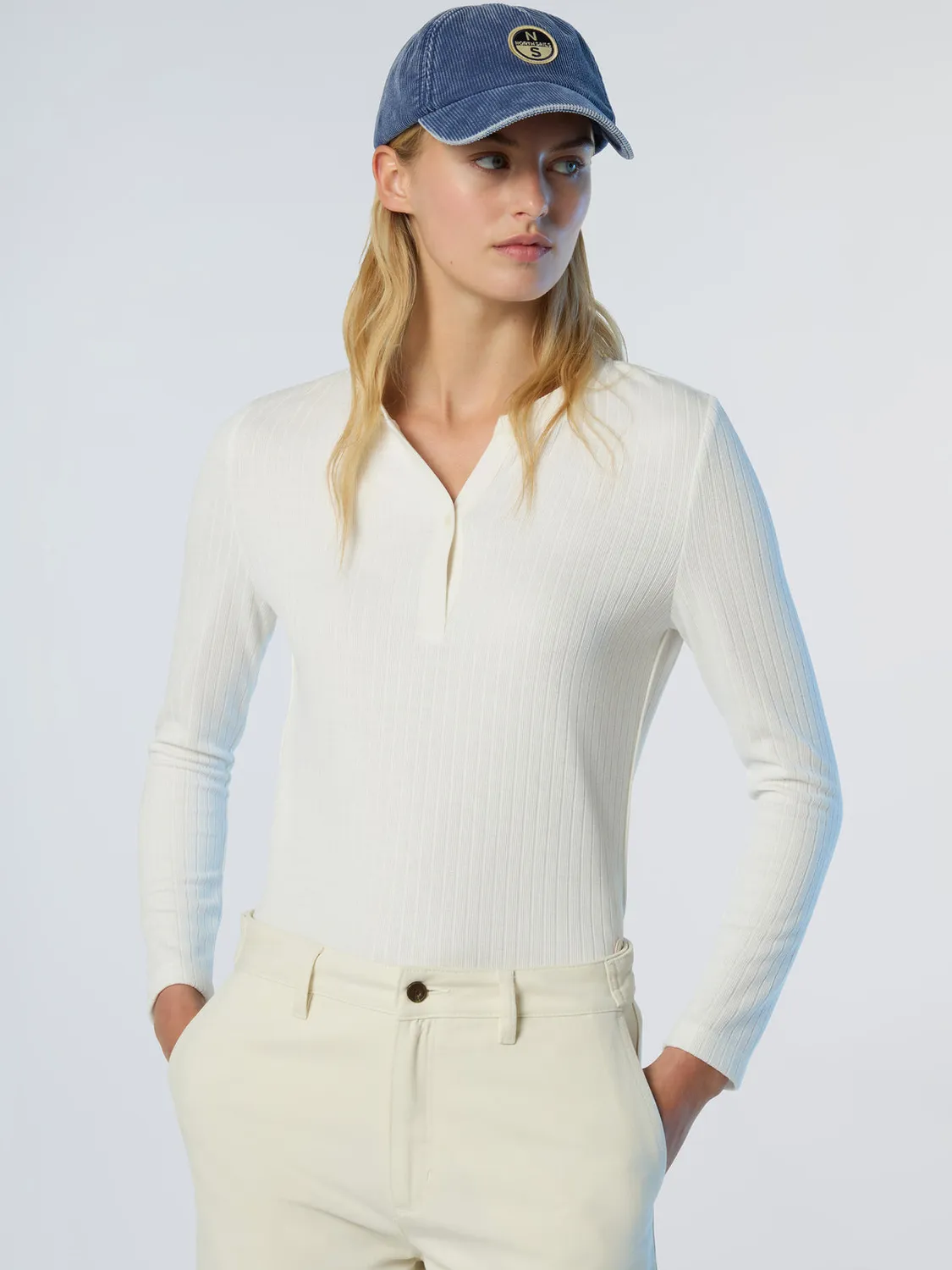 North Sails Ribbed Jersey Henley haut côtelé viscose