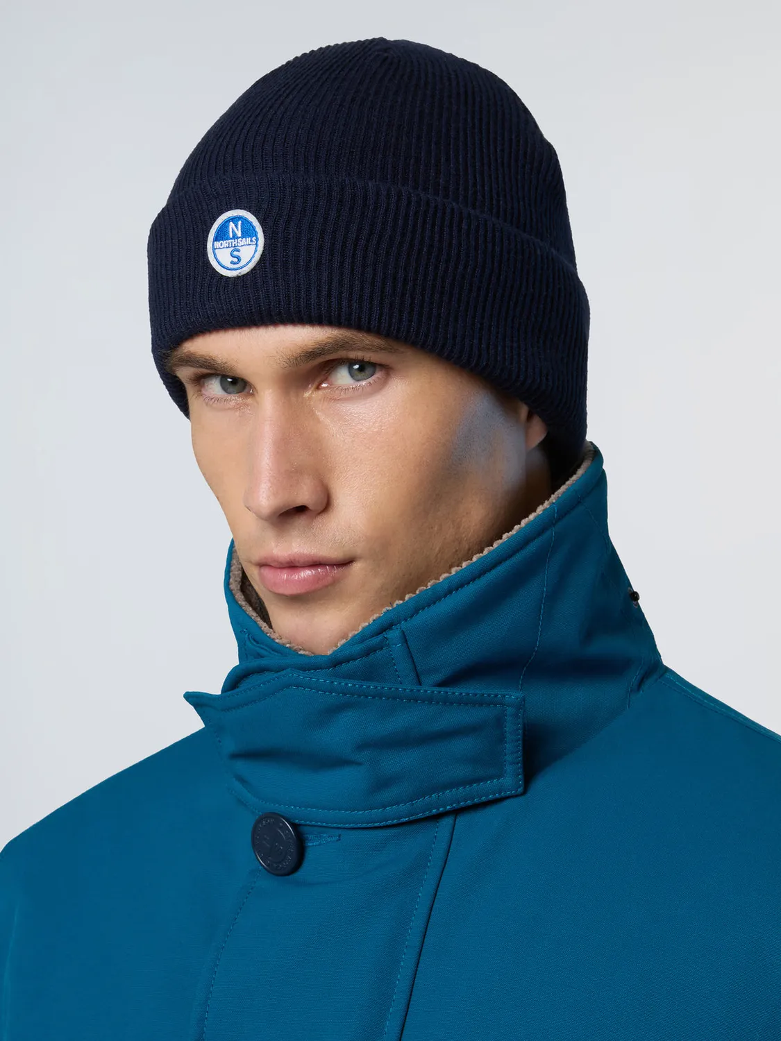 North Sails Micro-rib bonnet laine patch logo