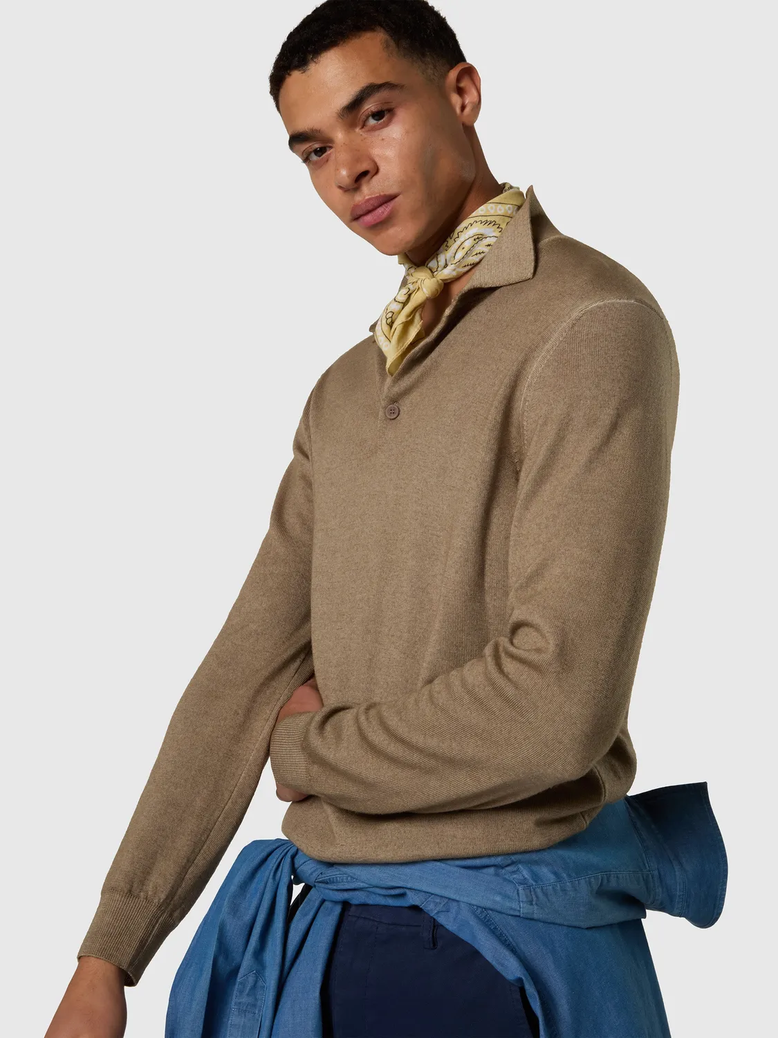 North Sails pull polo mérinos lavé homme chino beige