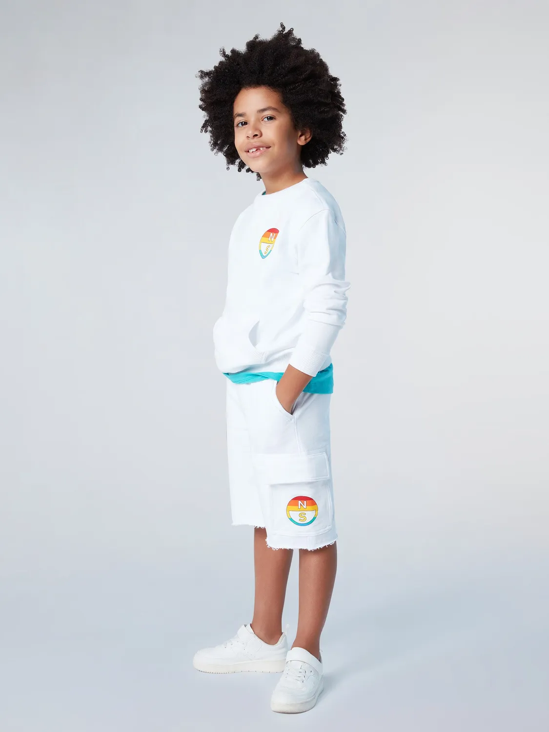 North Sails Rainbow sweat enfant blanc coton bio