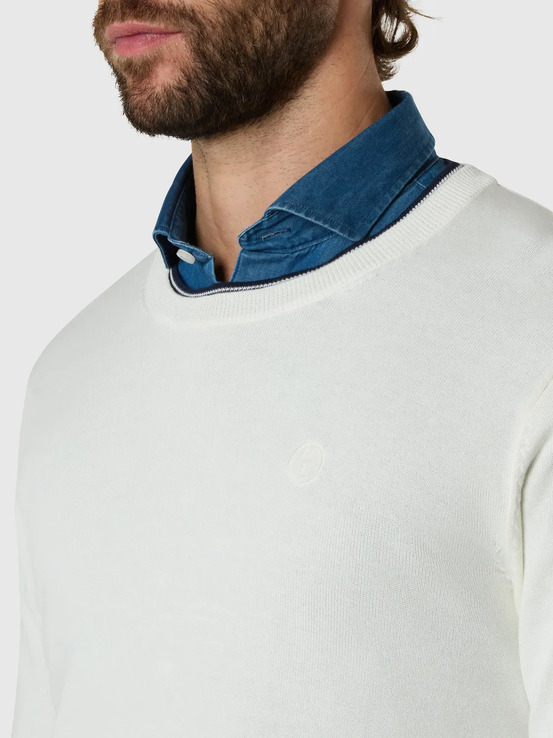 North Sails pull col rond coton bio logo tonal
