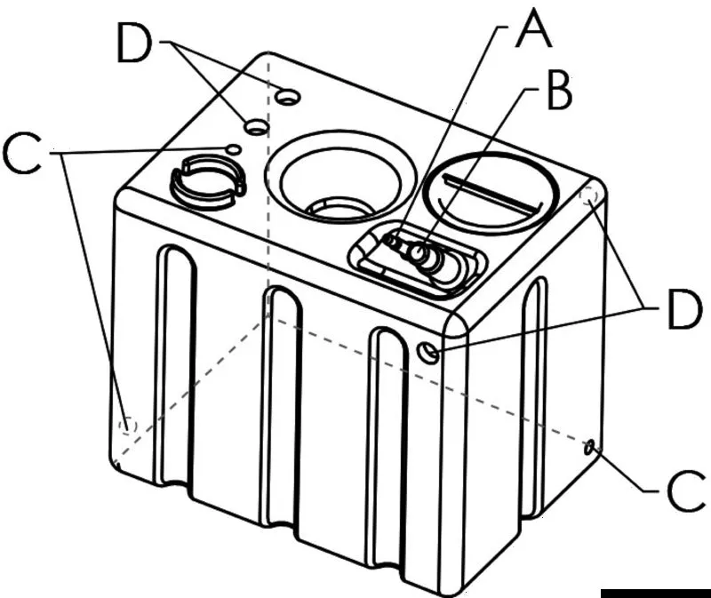 Osculati réservoir eau potable rigide 172 L horizontal
