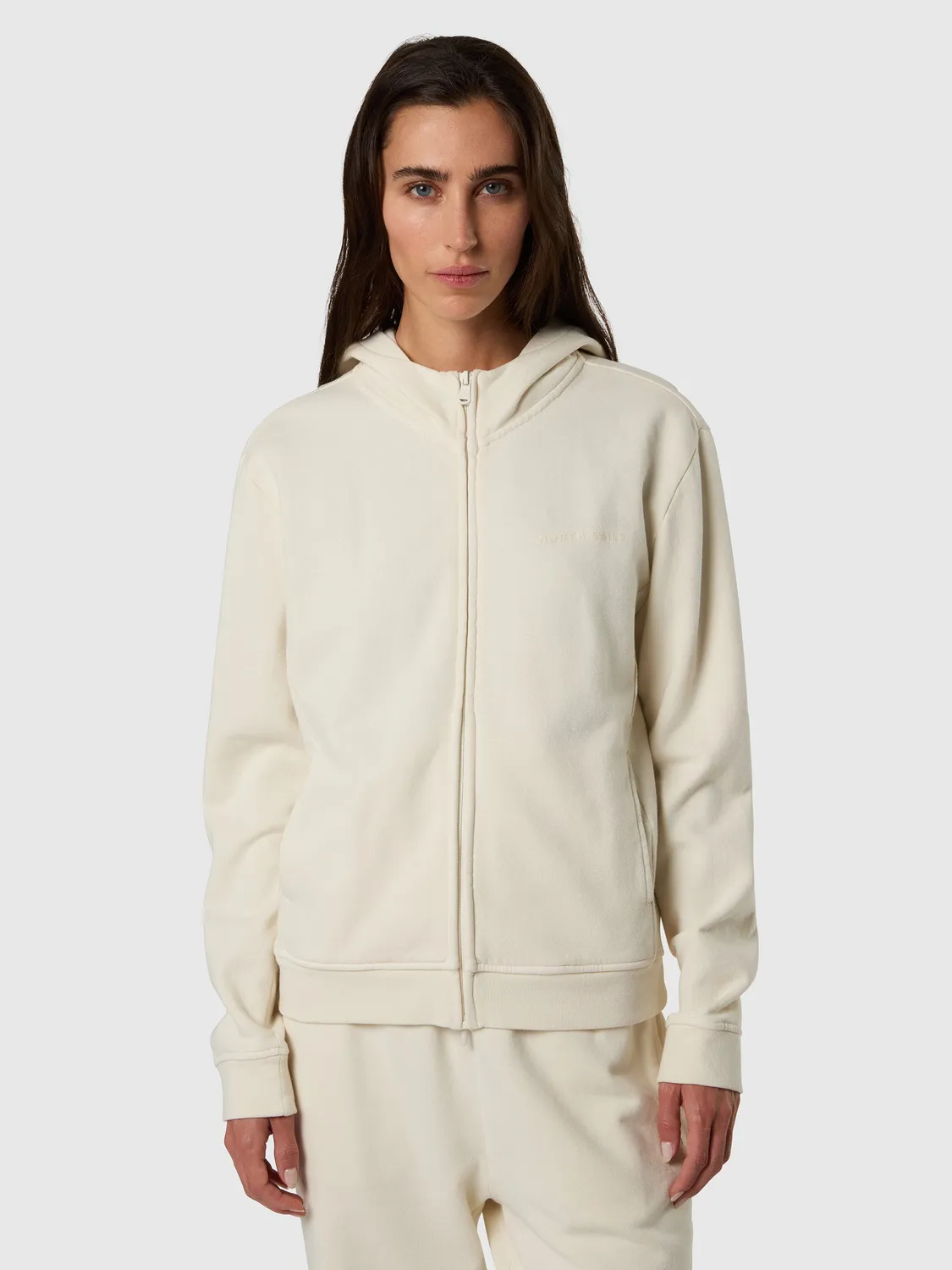 North Sails sweat capuche femme côtes blanc hiver