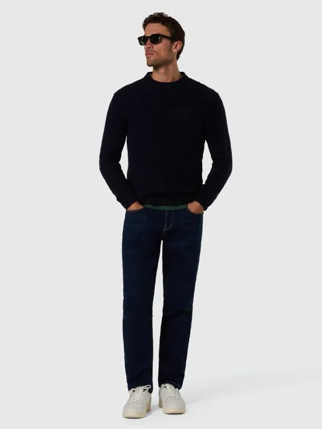North Sails Cable-Knit pull col rond torsadé marine